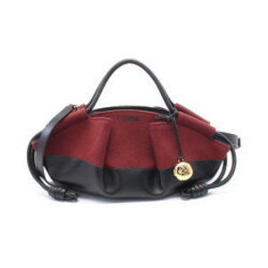Loewe PASEO Handbag Leather Bordeaux Black